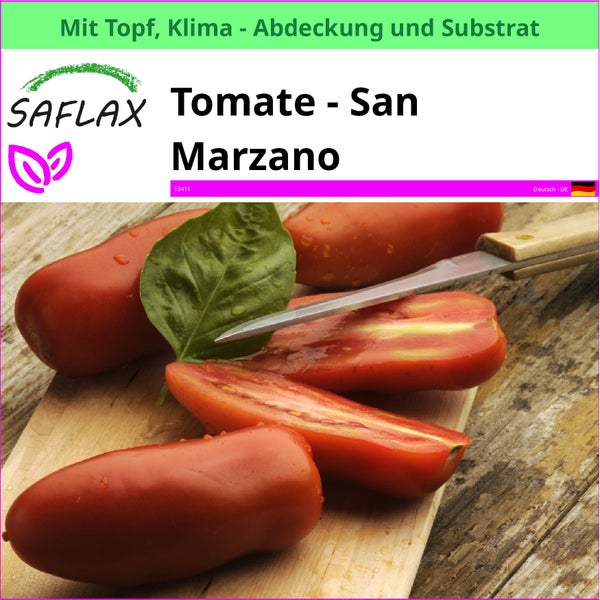 Saflax San Marzano Tomate mit Topf, Klimaabdeckung und Substrat
