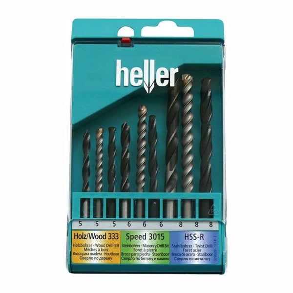 heller Universalbohrersatz 9tlg. Metall- Holz- u.Steinbohrer - 17741