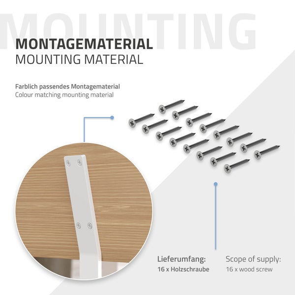 ML-Design 2 Stück Rückenlehnenhalterung, Weiß, aus Stahl, 345x90x50 mm, Bankrückenlehne, Banklehne, Rückenlehne zum Anschrauben, Metall Rücklehne Halterung Profil für Sitz-Bänke, Betten & Stühlen