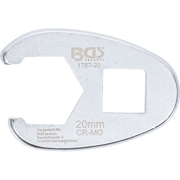 BGS Hahnenfußschlüssel Antrieb Innenvierkant 12,5 mm (1/2) SW 20 mm - 1757-20