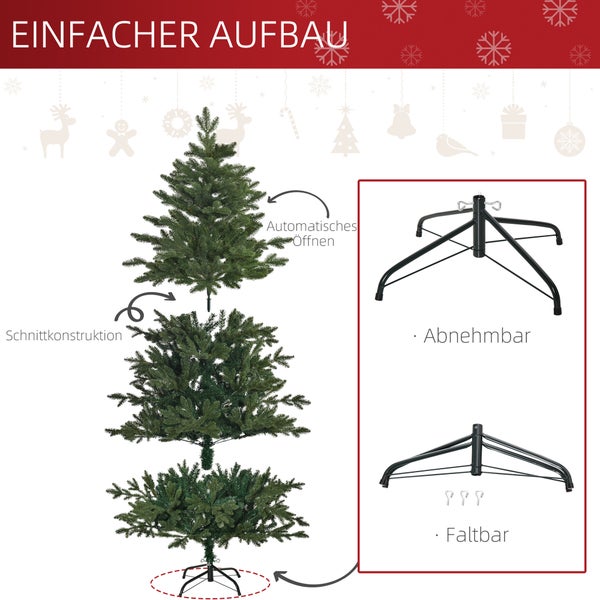 HOMCOM künstlicher Weihnachtsbaum, Ø120 x 180 cm, PVC, Grün