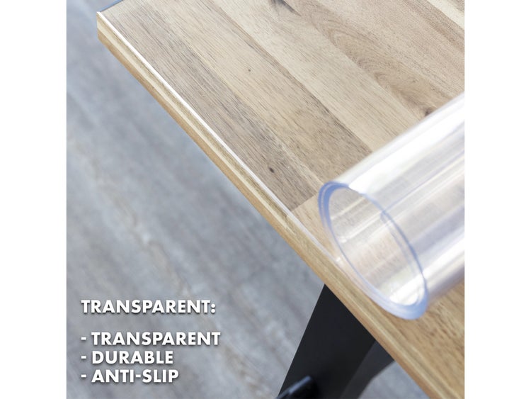FLOORDIREKT Tischfolie Crystal - nach Maß - mit abgeschrägter Kante - Transparent - 1,6 mm Stärke - 70 x 210 cm