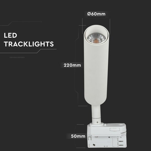 V-TAC VT-420-W - LED-Schienenstrahler - Slim-Schienenstrahler - Samsung - IP20 - Weiß - 20 Watt -