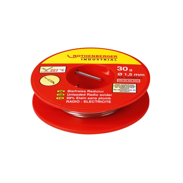 Rothenberger Industrial bleifreies Radiolot, 30 Gramm, Durchmesser 1,5 Millimeter