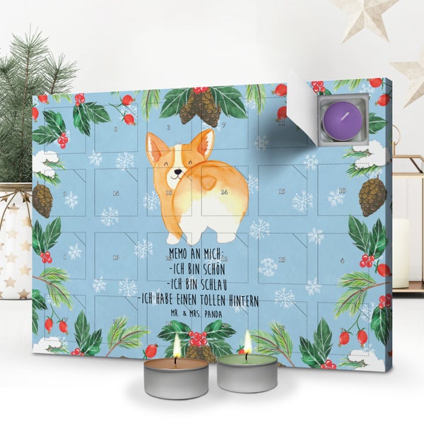 Mr. & Mrs. Panda Duftkerzen Adventskalender Corgi Po - Blau Pastell
