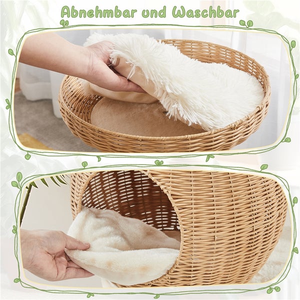 Korb-Katzenbett mit herausnehmbarem und waschbarem Kissen