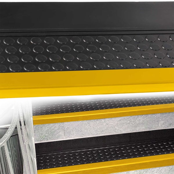 Stufenmatte aus Gummi Treppenschutz Stufenschutz 30x60cm Coins/ Noppen Schwarz-Gelb