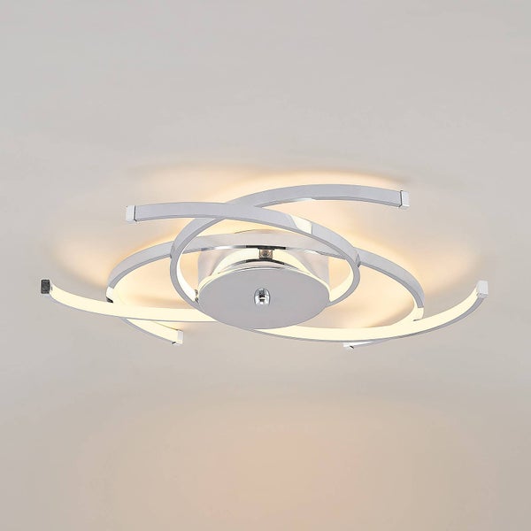 Lindby LED Deckenleuchte Omnika (Modern) in Chrom aus Edelstahl (1 flammig, ) - Lampe Deckenlampe Wohnzimmerleuchte