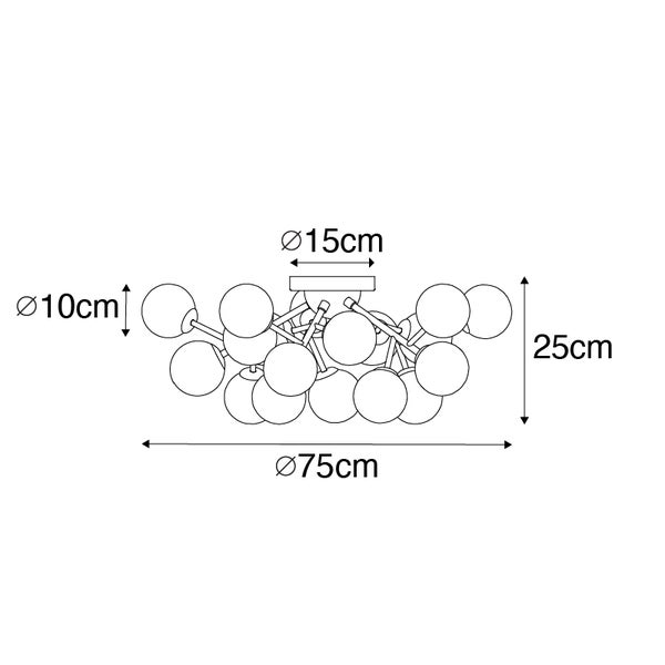 Technische Zeichnung einer Deckenleuchte mit Abmessungen.