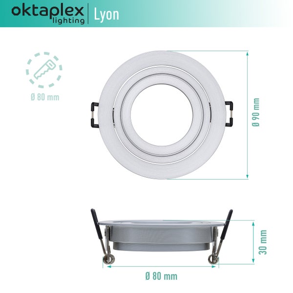 Einbaustrahler Ø 90mm 3er Set Lyon schwenkbar Aluminium flach LED Modul kompatibel für GU10 Leuchtmittel silber Deckenmontage