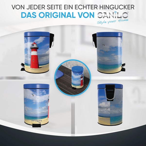 Sanilo Kosmetikeimer 3L mit Absenkautomatik Leuchtturm