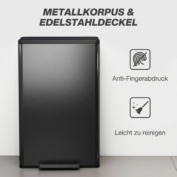 Tretmülleimer mit Metallgehäuse und Edelstahldeckel, anti-fingerabdruck und leicht zu reinigen.