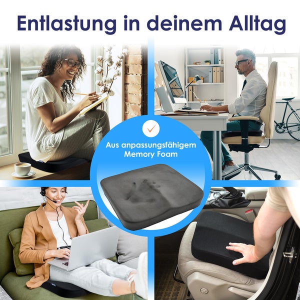 DYNMC you Ergonomisches Sitzkissen Bürostuhl - Mittelhart H3 - Test SEHR GUT - MIT Physiotherapeuten Entwickelt - Entlastet Rücken & Erhöht Sitzkomfort