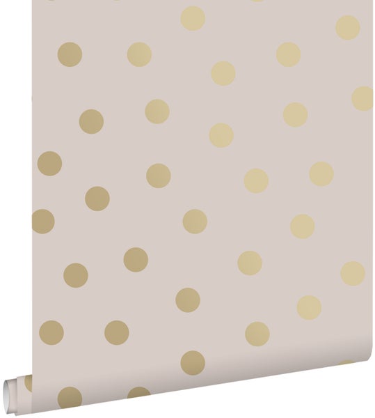 ESTAhome Tapete Punkte Hellrosa und Gold - 53 cm x 10.05 m - 139244