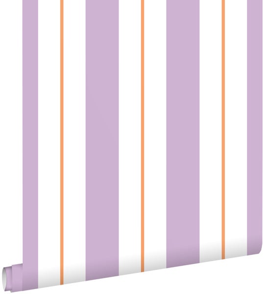 ESTAhome Tapete Streifen Lila und Orange - 50 x 900 cm - 131477