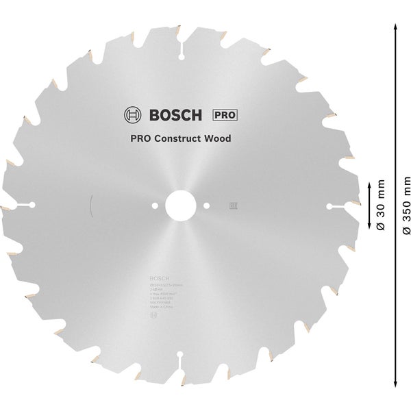 Bosch Pro Kreissägeblatt mit 350 mm Durchmesser für Holz