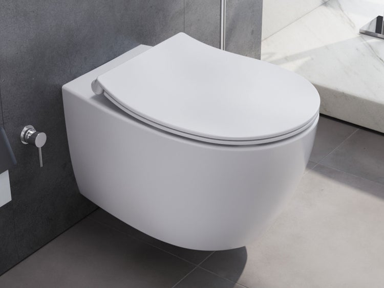 Aqua Bagno Taharet Design Hänge-Dusch-WC 10.10.02.02.WMKT – Spülrandlos – Weiß Matt – Bidetfunktion – Softclose WC-Sitz