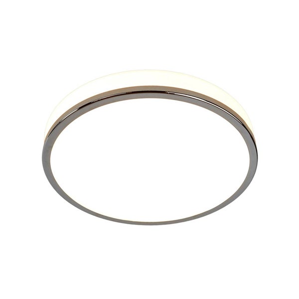 Runde LED-Deckenleuchte mit verchromtem Rand und weißer Lichtfläche.