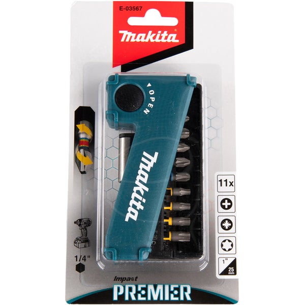 Makita Bit-Set mit elf Teilen und Schnellwechselhalter