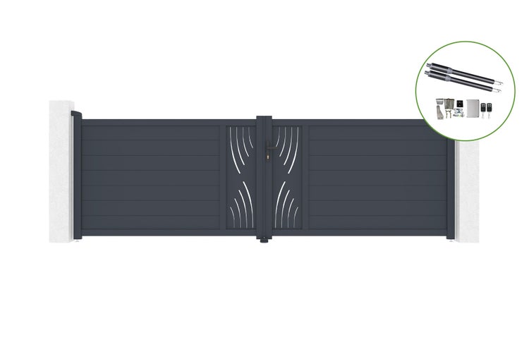 Flügeltor 4m VELETA H.120cm Aluminium + RANGER B150 Motorisierung