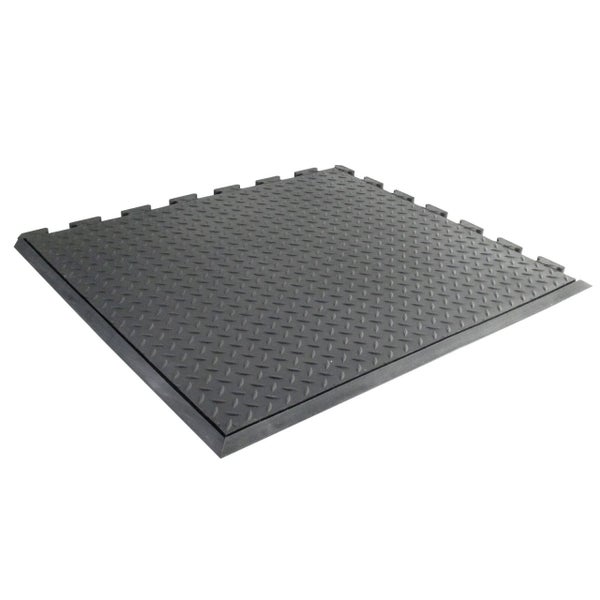 PROREGAL Anti Ermüdungs Gummifliese Eckstück Links BxL 70 x 78 cm Stärke 1,2 cm Schwarz
