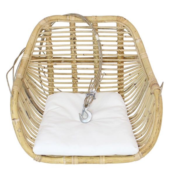 FRANK FLECHTWAREN | Korbhängesessel Rattan, RATTAN, 64 x 54 x 47 cm, GH 180 cm, Kissen 40 x 48 cm, nur für den Innenbereich geeignet