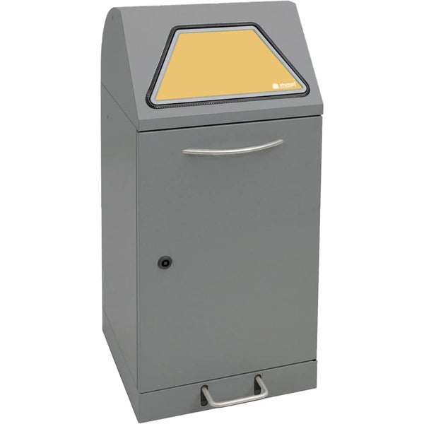 Abfallbehälter aus Metall mit Fußbedienung