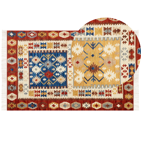 Teppich VOSKEHAT Bunt 140 x 200 cm Wolle Kelim