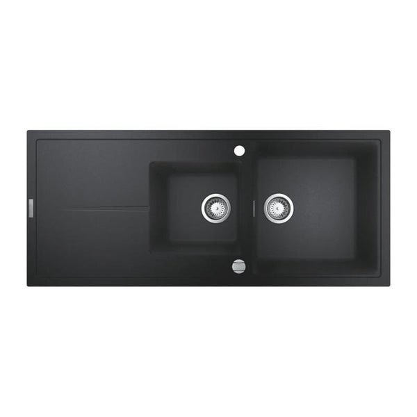 Spüle mit zwei Becken und Abtropffläche