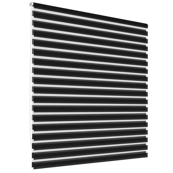 ECD Germany Doppelrollo Klemmfix ohne Bohren 70 x 230 cm Schwarz, lichtdurchlässig und verdunkelnd, Duo Rollo für Fenster & Türen, Fensterrollo Seitenzugrollo Klemmrollo Sonnenschutzrollo Zebrarollo