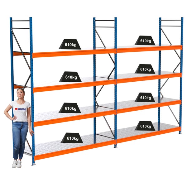Lagerregal mit einer Traglast von 610 Kilogramm pro Ebene