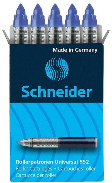 Schneider Tintenrollerpatronen Universal 852, M blau, 5er Schachtel