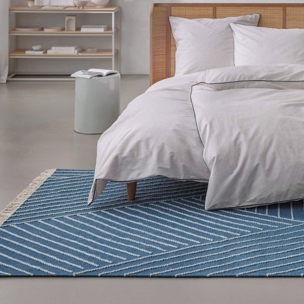 Kelim Teppich Blau Ocean Lines WECONhome 80x150 cm