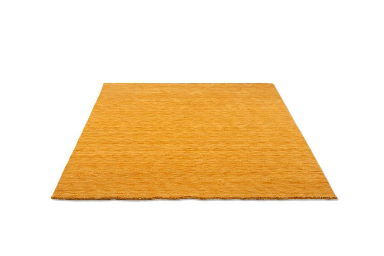 Wollteppich Luxus Designerteppich moderner uni Teppich aus reiner Schurwolle Gold 40x60 cm