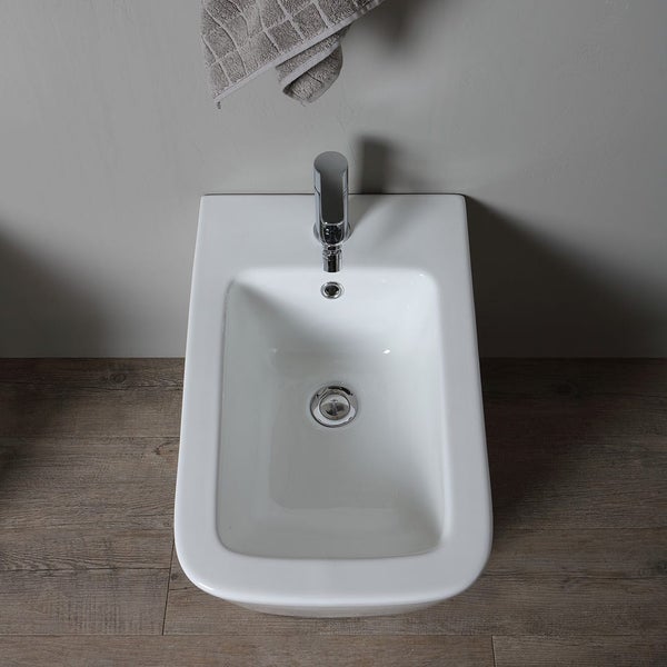 Sanitärkeramik- Bidet,glänzend weiß, bodenstehend | Rock