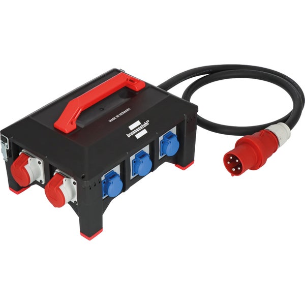 Brennstuhl Stromverteiler mit CEE Stecker und Schutzkontaktsteckdosen