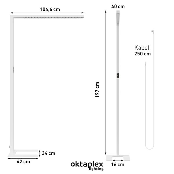 ALVA LED Stehlampe dimmbar 2700K-5700K Aluminium 10800 Lumen Präsenzsensor 80W Büro Leuchte Touch-Steuerung für optimalen Arbeitsplatz