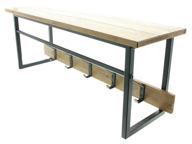 FRANK FLECHTWAREN | Garderobe Industrial, METALL, HOLZ, 72 x 20 x 27 cm