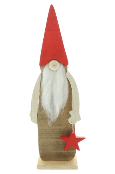 FRANK FLECHTWAREN | Figur Tomte, Höhe 43 cm, HOLZ, KUNSTSTOFF