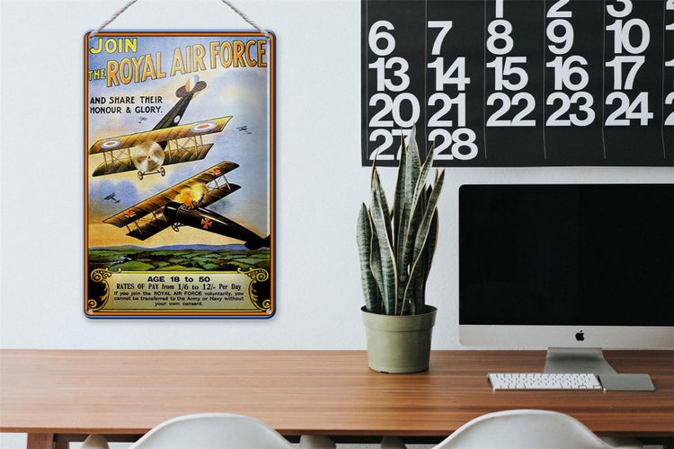 Blechschild Spruch 20x30cm Flugzeug Royal air force Age 18
