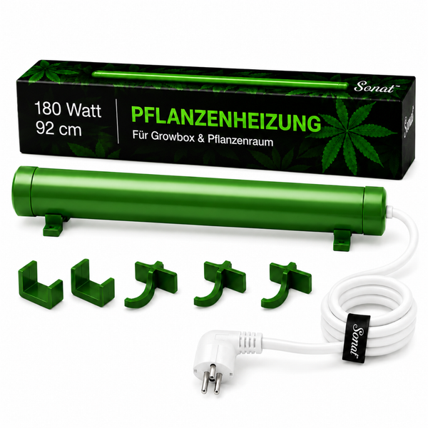Sonat Pflanzenheizung mit 180 Watt Leistung und 92 Zentimeter Länge inklusive Halterungen und Anschlusskabel für Growboxen.