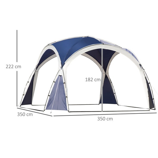Outsunny Sonnenschutzdach, Kuppelzelt,  Kuppelpavillon für 6 bis 8 Personen, Partyzelt für Terrasse, Balkon, 3,5 x 3,5 x 2,22 m, Polyester, Blau