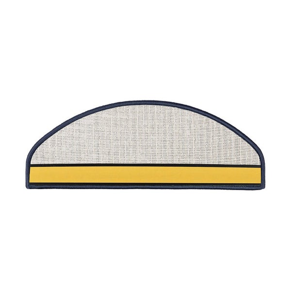 FLOORDIREKT Stufenmatte Sabang - Sisaloptik - Gekettelter Rand & Selbstklebend - Blau - 23,5 x 65 cm - Halbrund