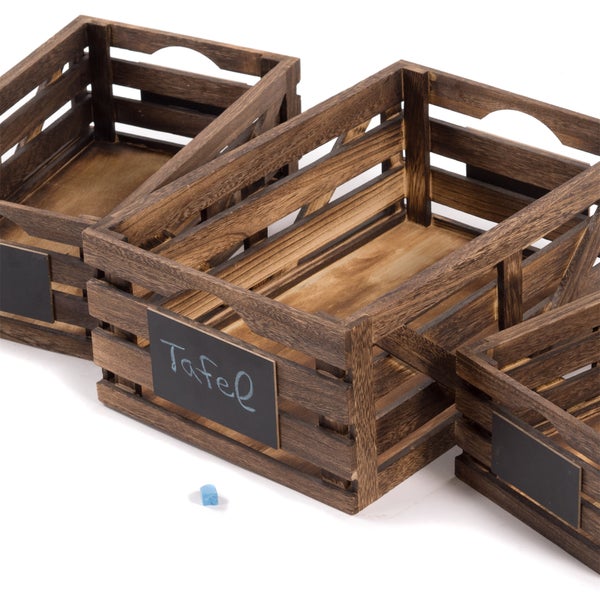 Holzkisten-Set Mira 3-tlg. Massivholz, verschiedene Größen naturfarben
