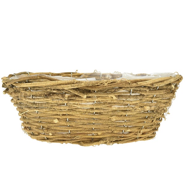 Pflanzkorb aus Weide mit Folie ausgekleidet