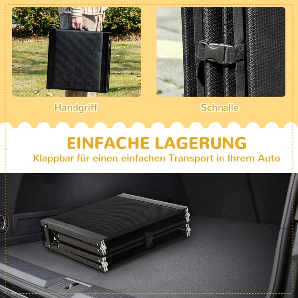 PawHut Haustierrampe Klappbare Hunderampe Autorampe, Hundeeinstiegshilfe aus Alu, Rutschfeste Kofferraumrampe für Autos, SUV und LKWs, bis 40 kg, 158 x 43,5 cm
