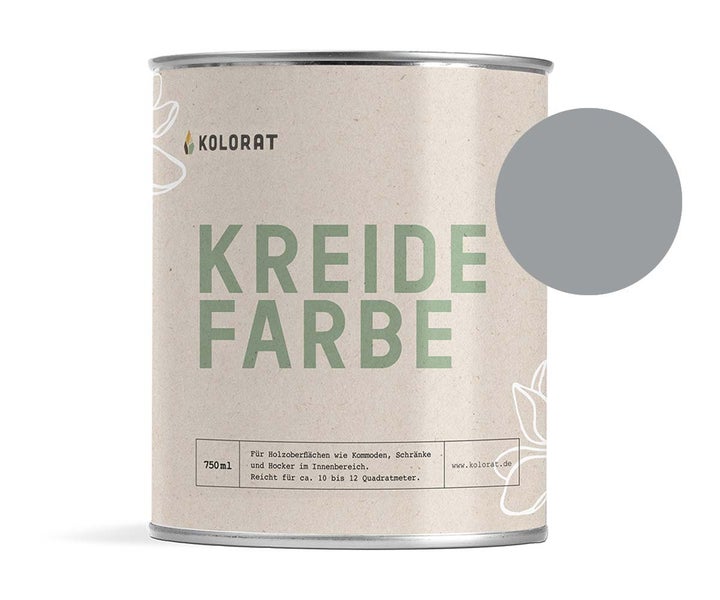 Kolorat Kreidefarbe für Möbel - ein kühles, tiefes Grau mit einem Hauch von Blau - Farbton Felsenmeer Nr. 113. Matter Kreidelack für innen - Möbellack, Möbelfarbe - Holzfarbe - Kreidefarbe für Holz