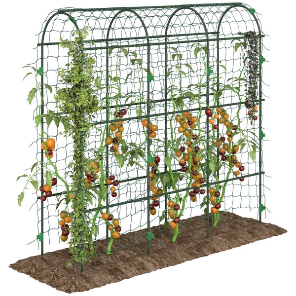 Outsunny Rankgitter aus Metall rostfrei Rankhilfe für Kletterpflanzen Gurken Spalier 43 x 182 x 183 cm Garten Spalier Pflanzenspalier für Tomaten, Gemüse Blumen Kletterpflanzen Schwarz