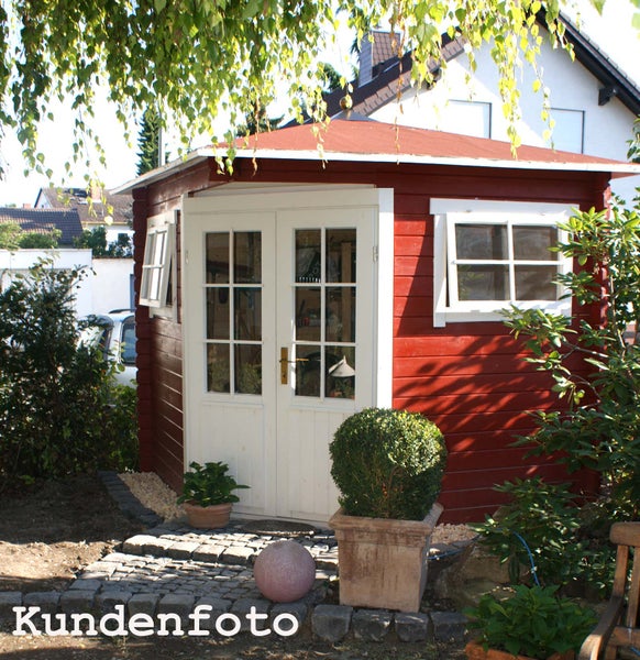 Alpholz 5-Eck Gartenhaus Modell Sunny-A aus Holz in Pinie (Imprägniert), Holzhaus mit 28 mm Wandstärke,Größe: 200 x 200 cm