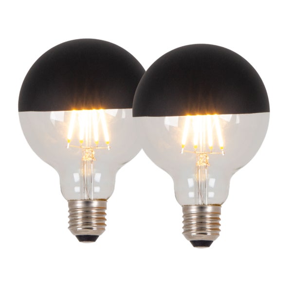 Zwei Glühlampen mit schwarzer Kopfspiegelung